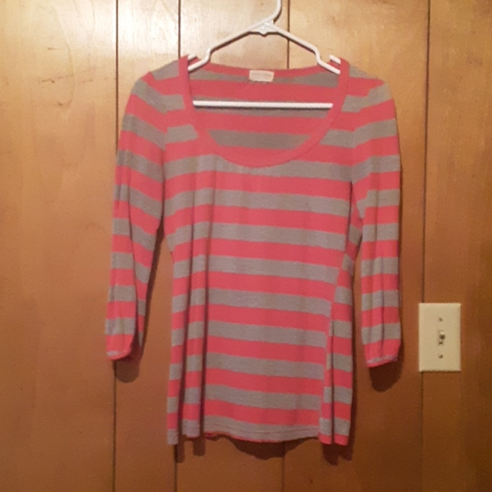 American rag sz L pink and gray striped tee
